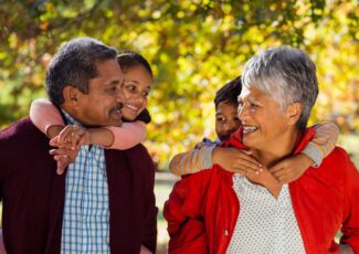 Intergenerational - grandparents hanging out with young kids